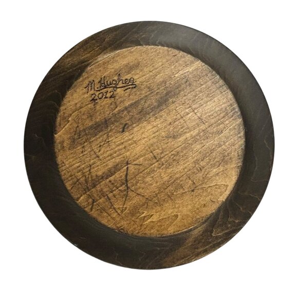 Handcrafted Wooden Decorative Candleholder/Plaque  Leaf Design 10.5" Diameter Si - Picture 4 of 4